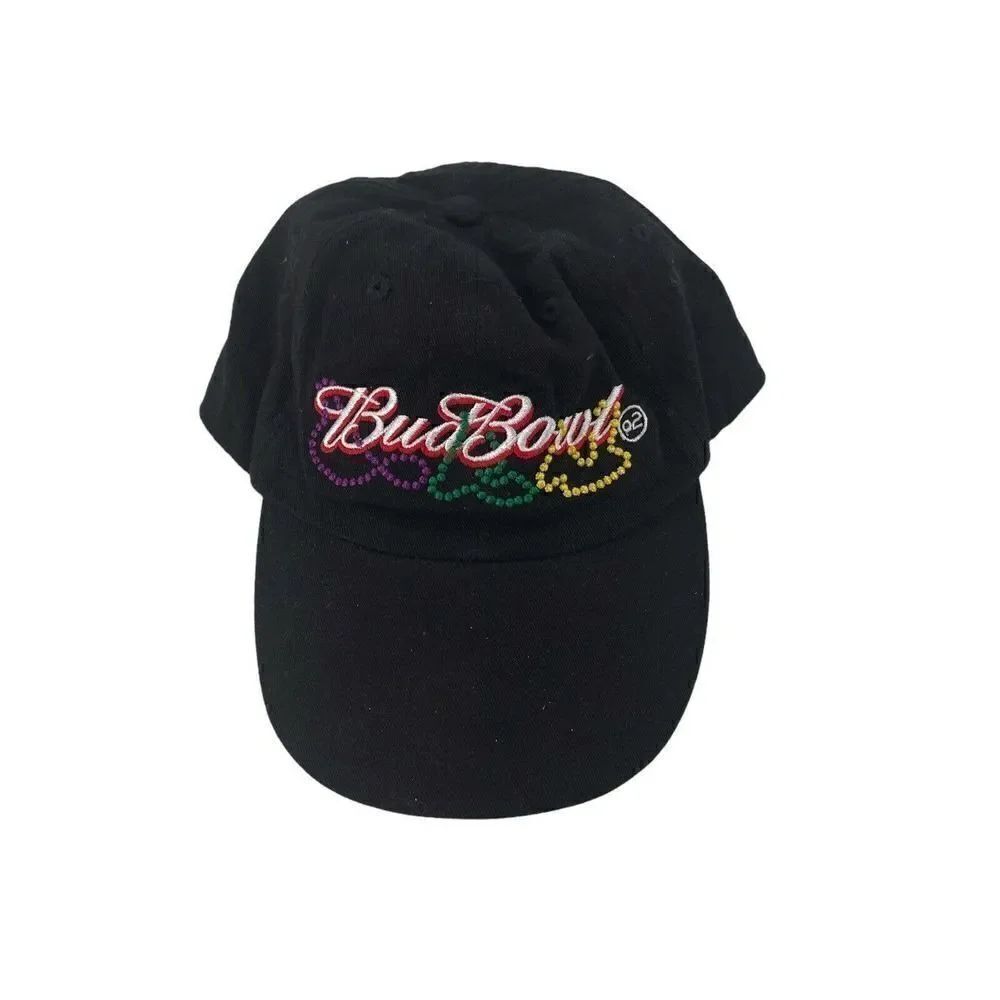 Bud Bowl 2002 Hat Vintage Y2K New Orleans Dad Hat Football Collectors Black Cap